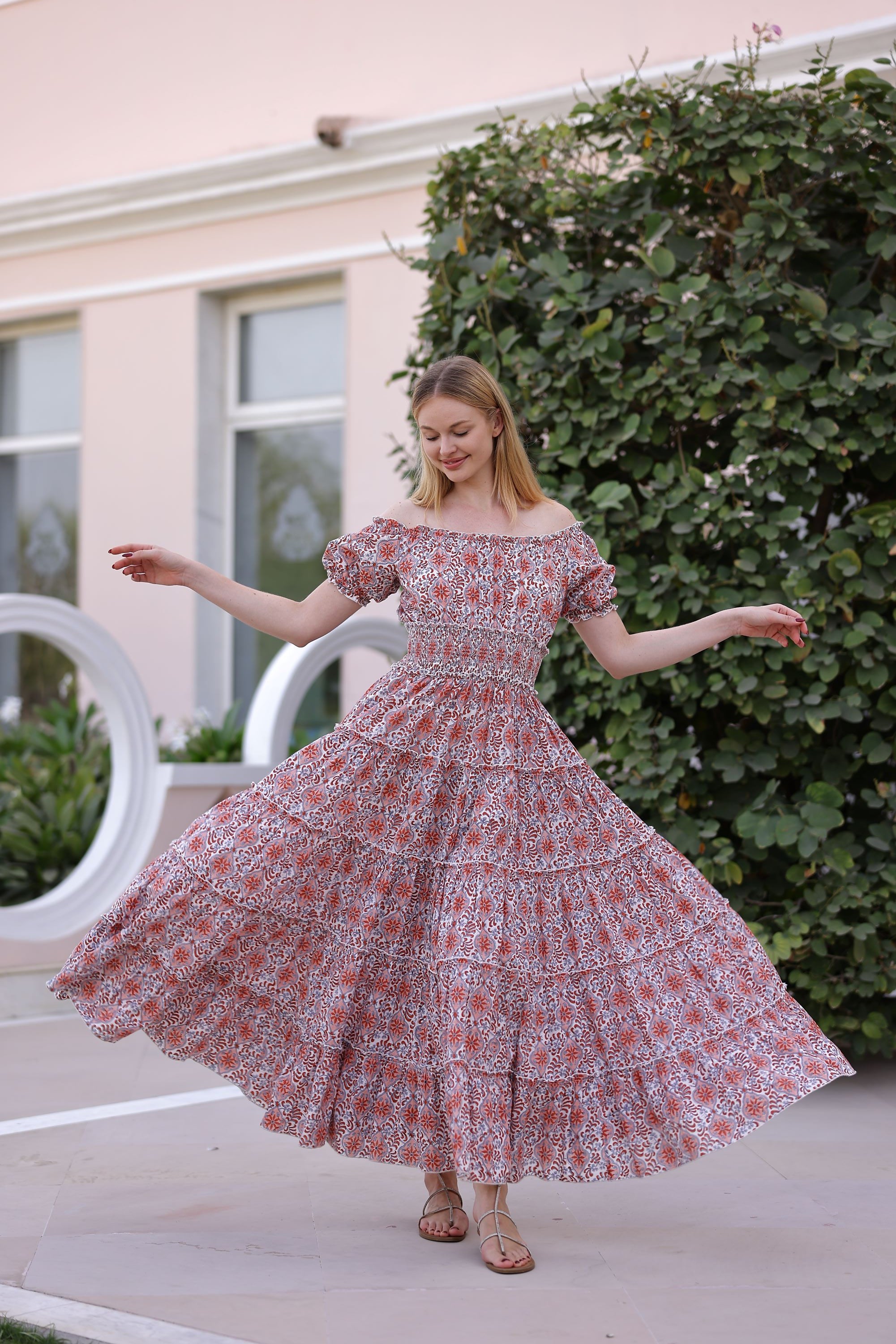 fitted lace wedding dress Santorini Maxi Dress Pink Tile / M/L