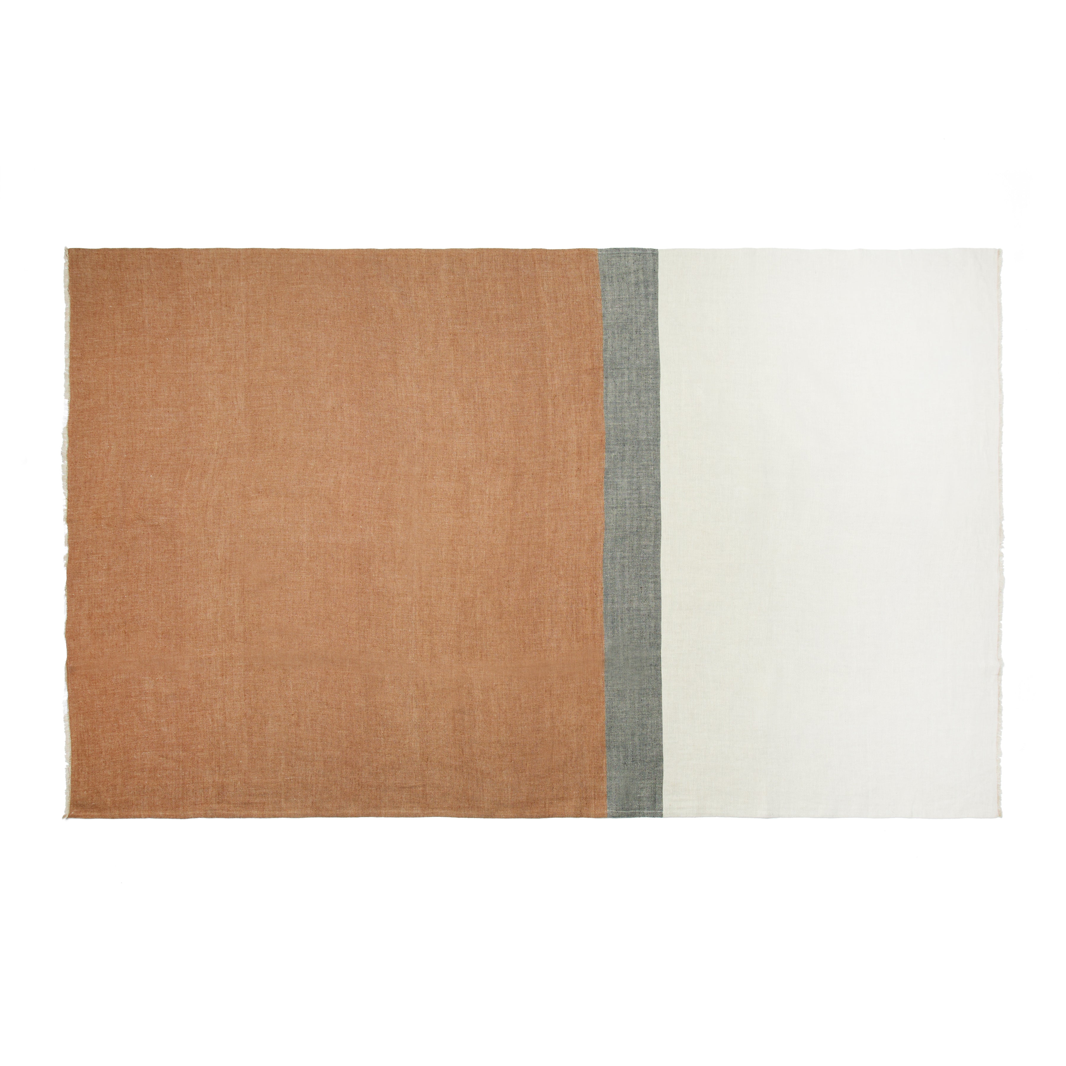Modern Color Block Throw Chestnut, Grey & Ecru 51" x 78"