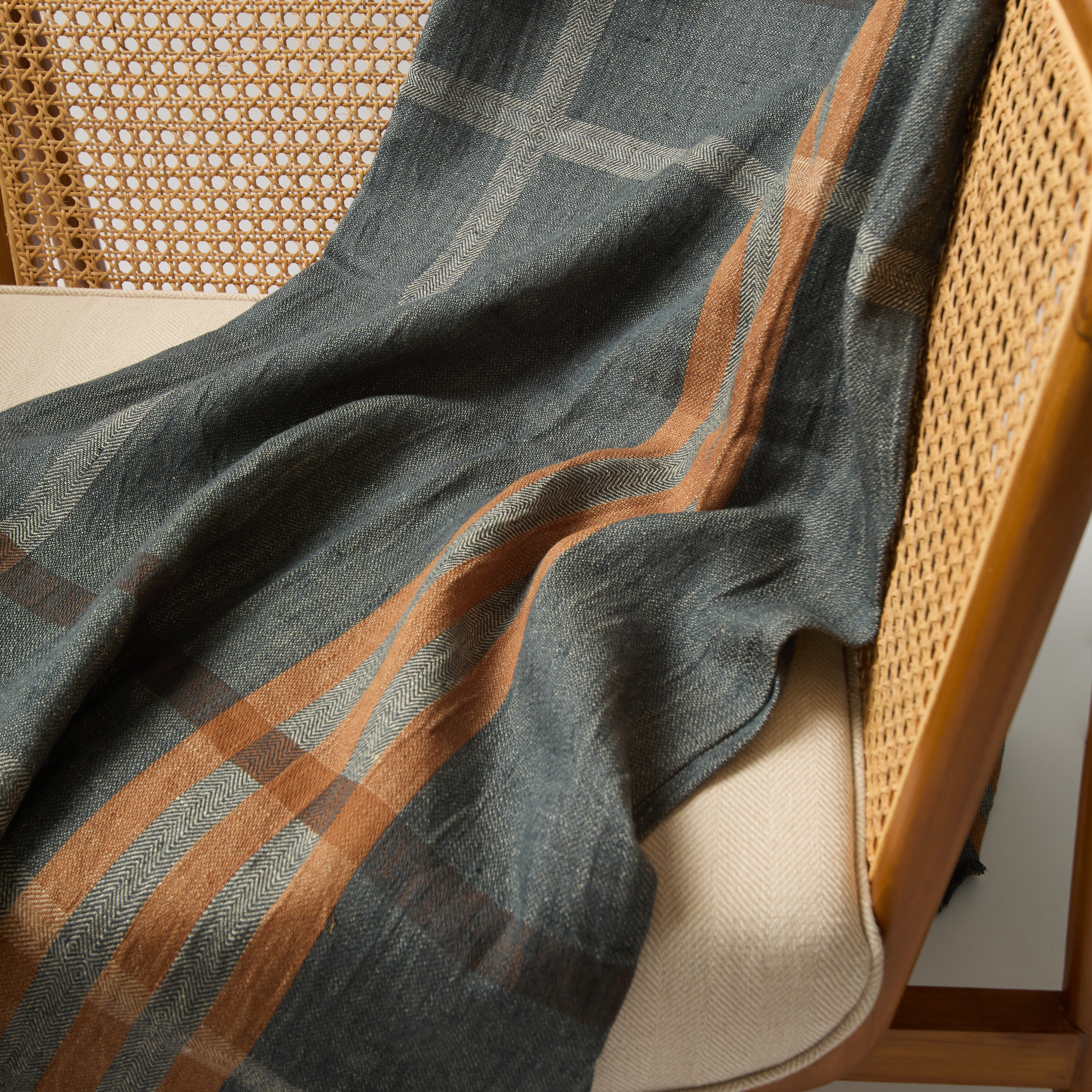 Modern Plaid Throw Navy & Chestnut 51" x 78"