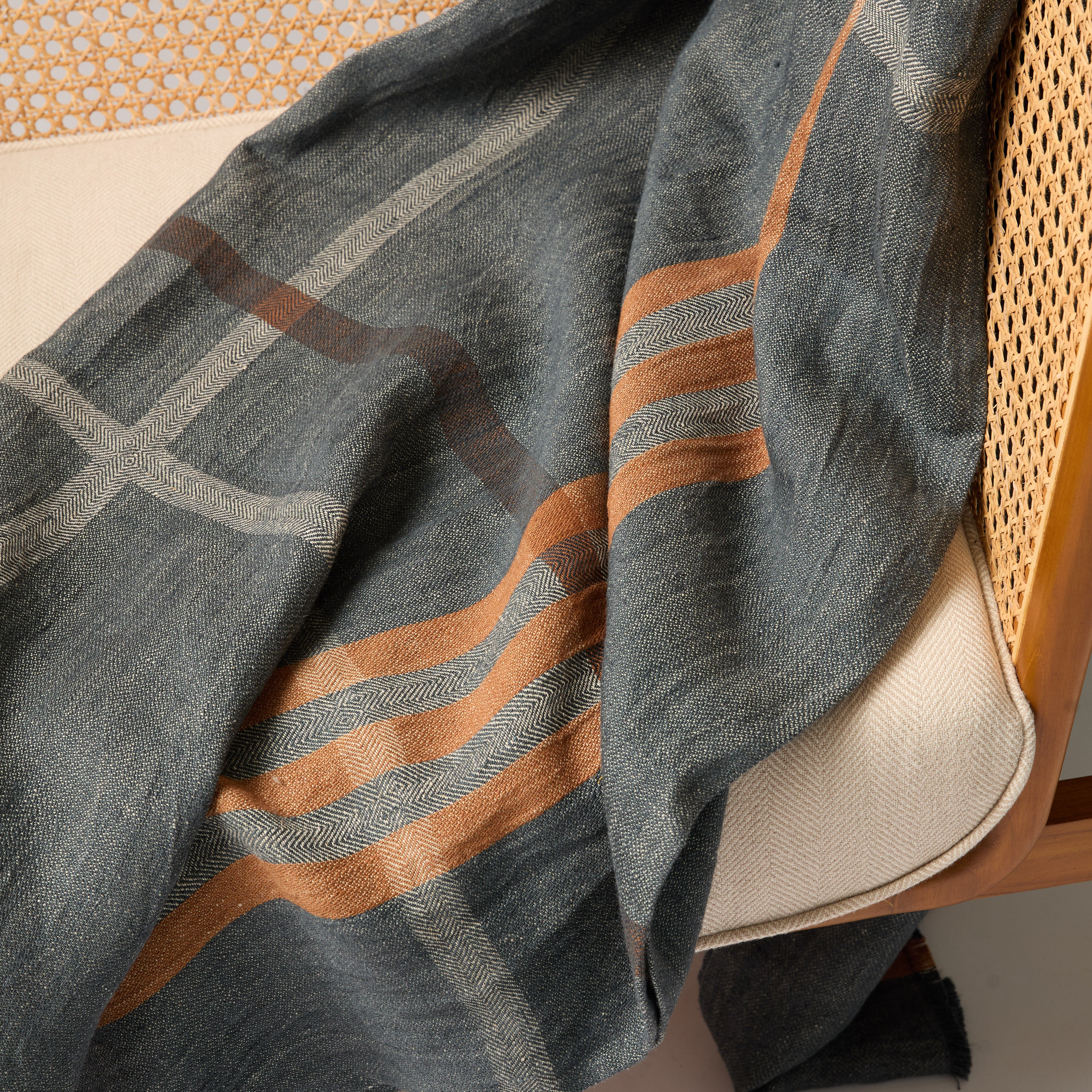 Modern Plaid Throw Navy & Chestnut 51" x 78"