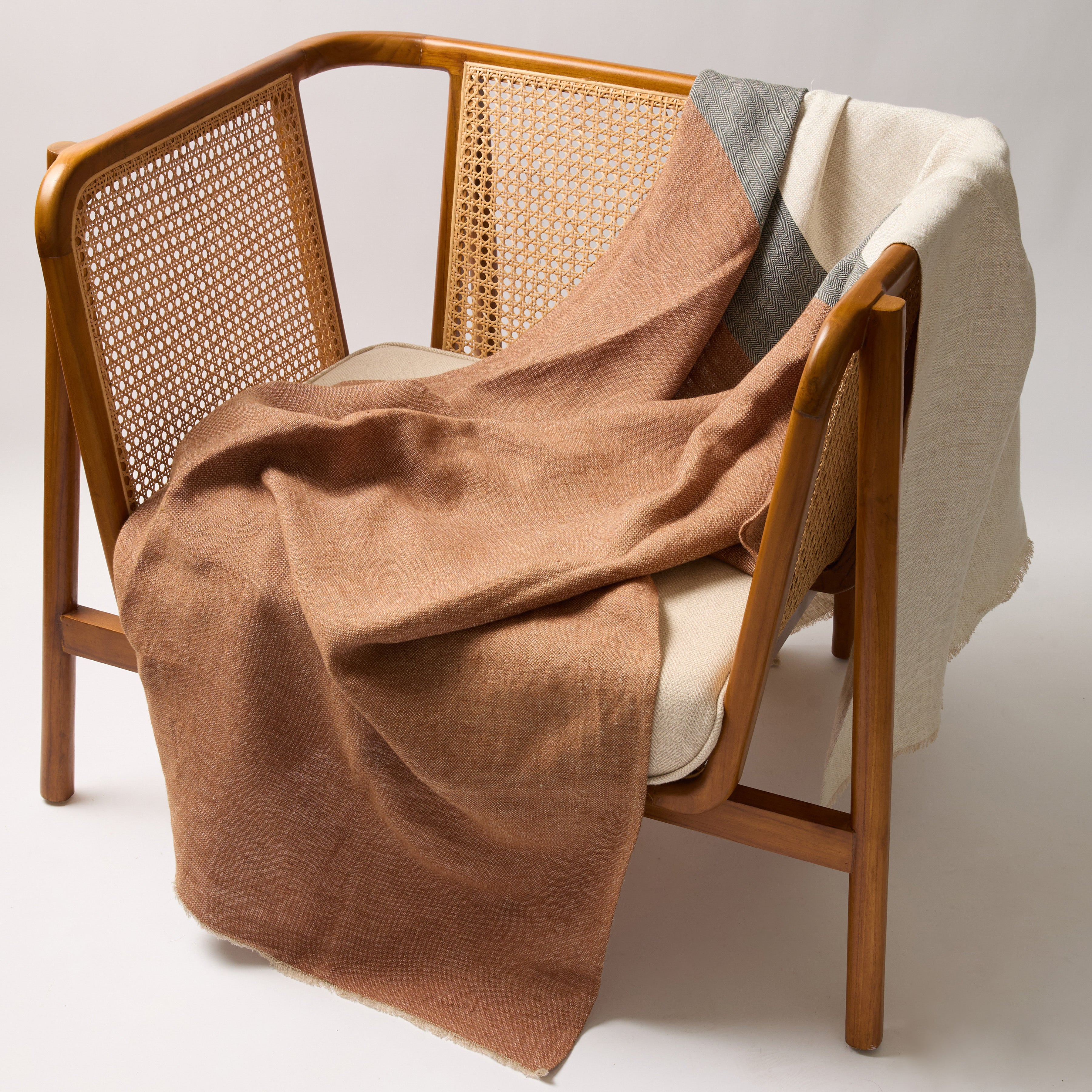 Modern Color Block Throw Chestnut, Grey & Ecru 51" x 78"