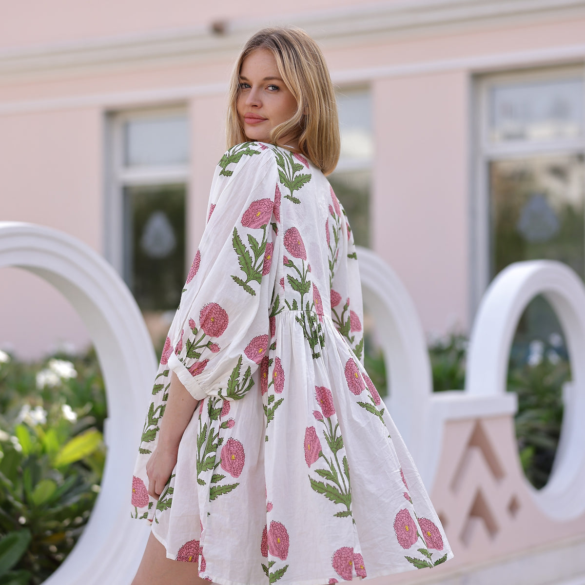 Taj Mini Dress M/L / Green Flower