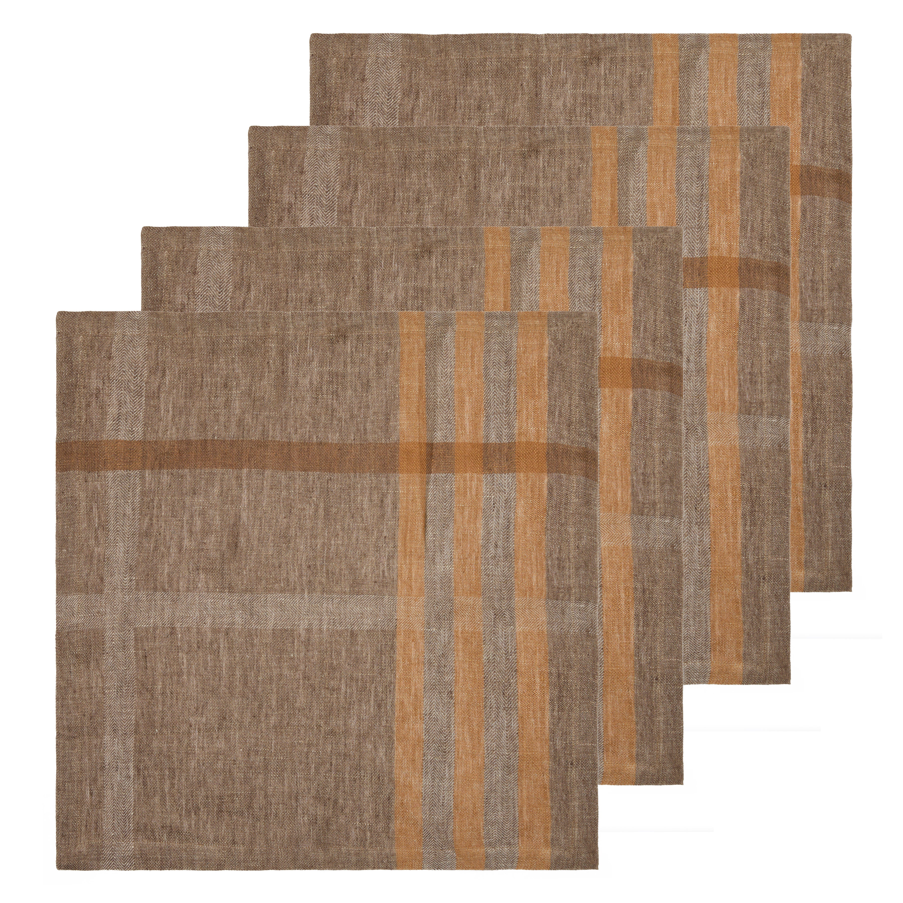 Modern Plaid Napkins Walnut & Chestnut 20x20 - Set of 4