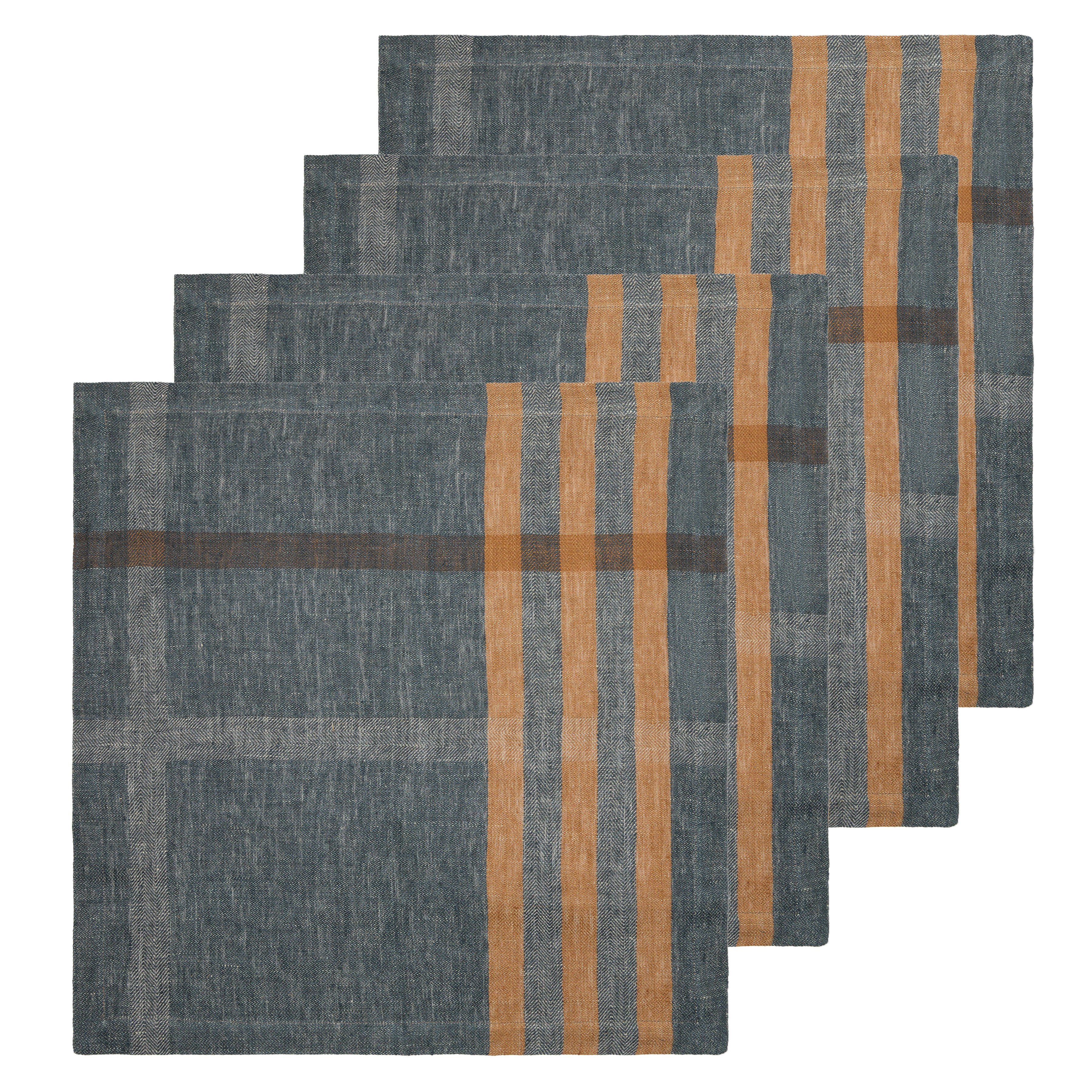 Modern Plaid Napkins Navy & Chestnut 20x20 - Set of 4