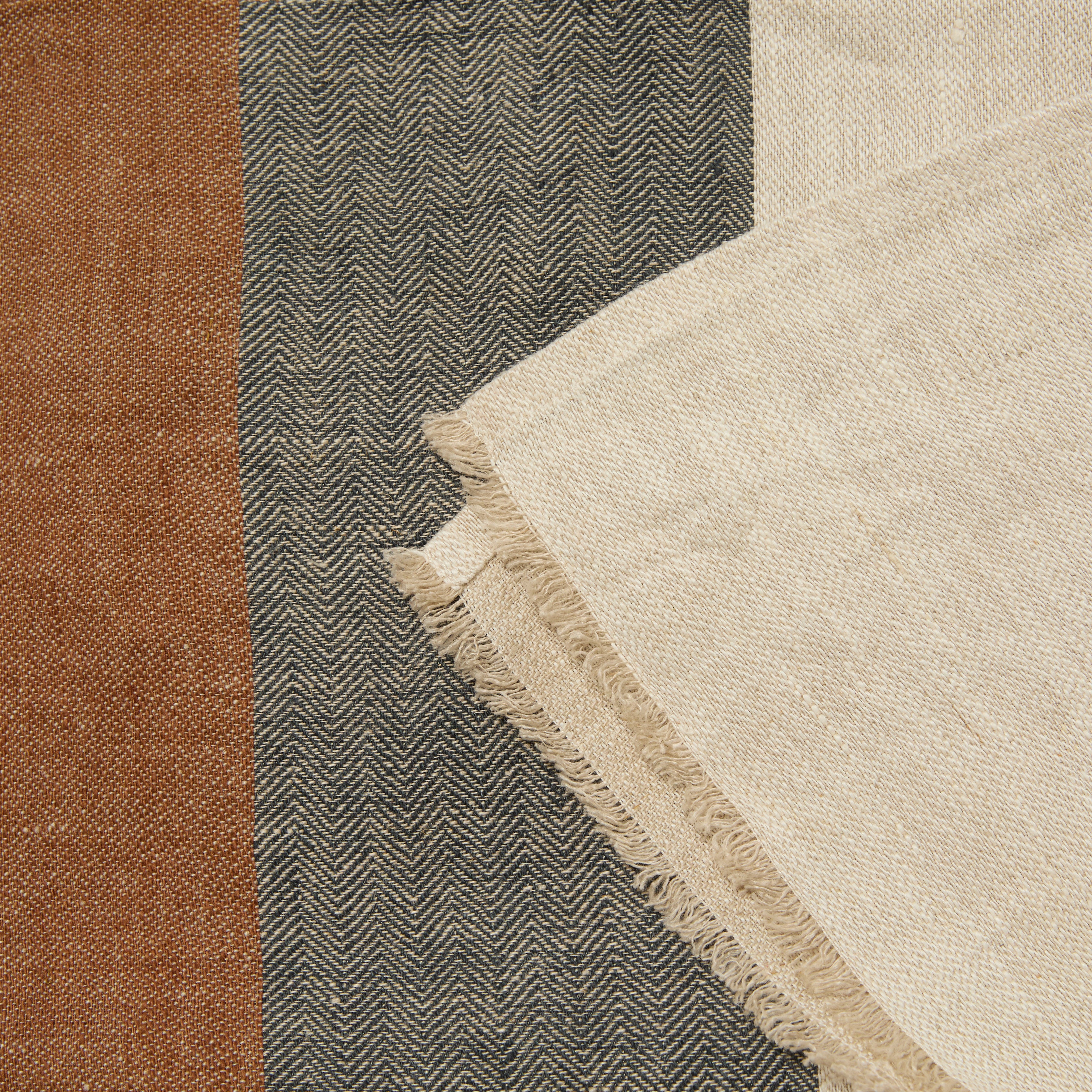 Modern Color Block Throw Chestnut, Grey & Ecru 51" x 78"