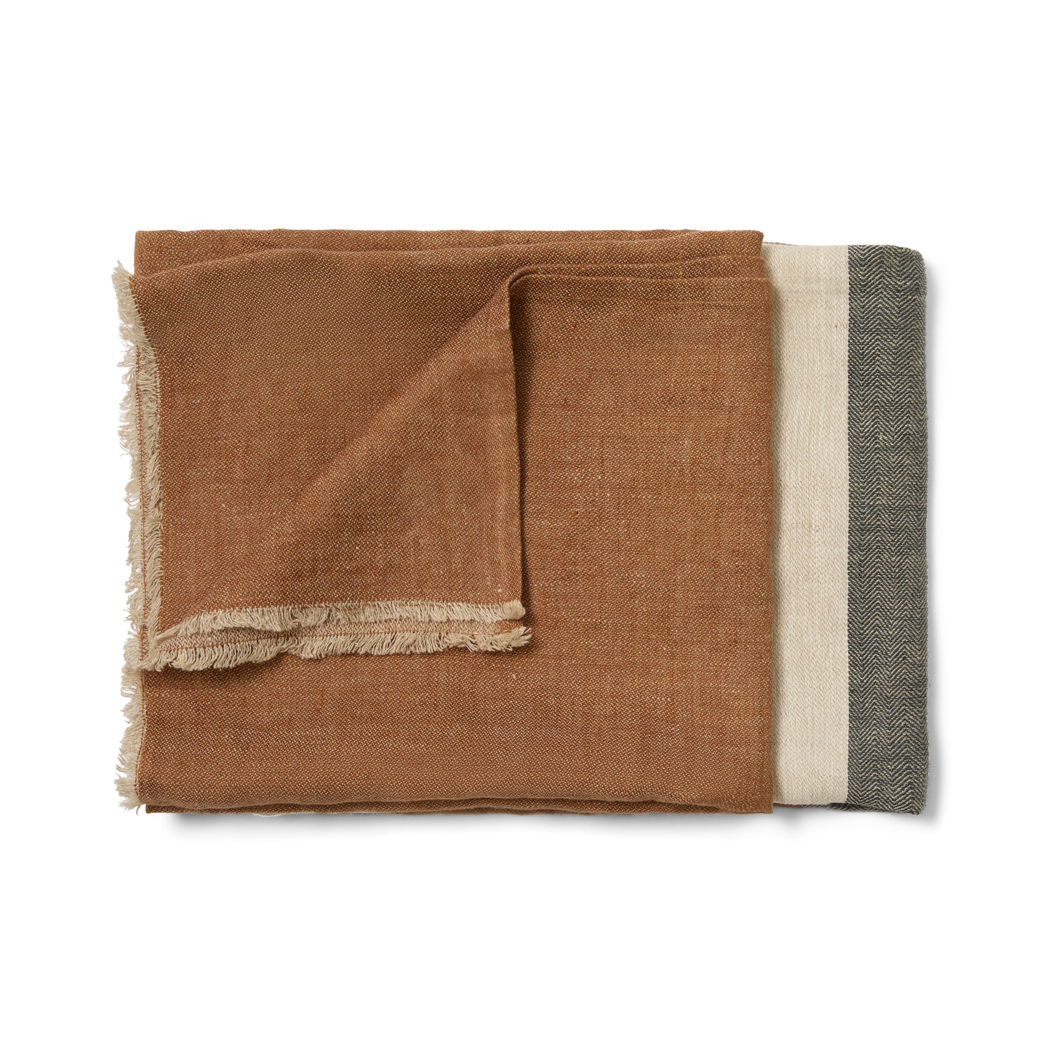 Modern Color Block Throw Chestnut, Grey & Ecru 51" x 78"