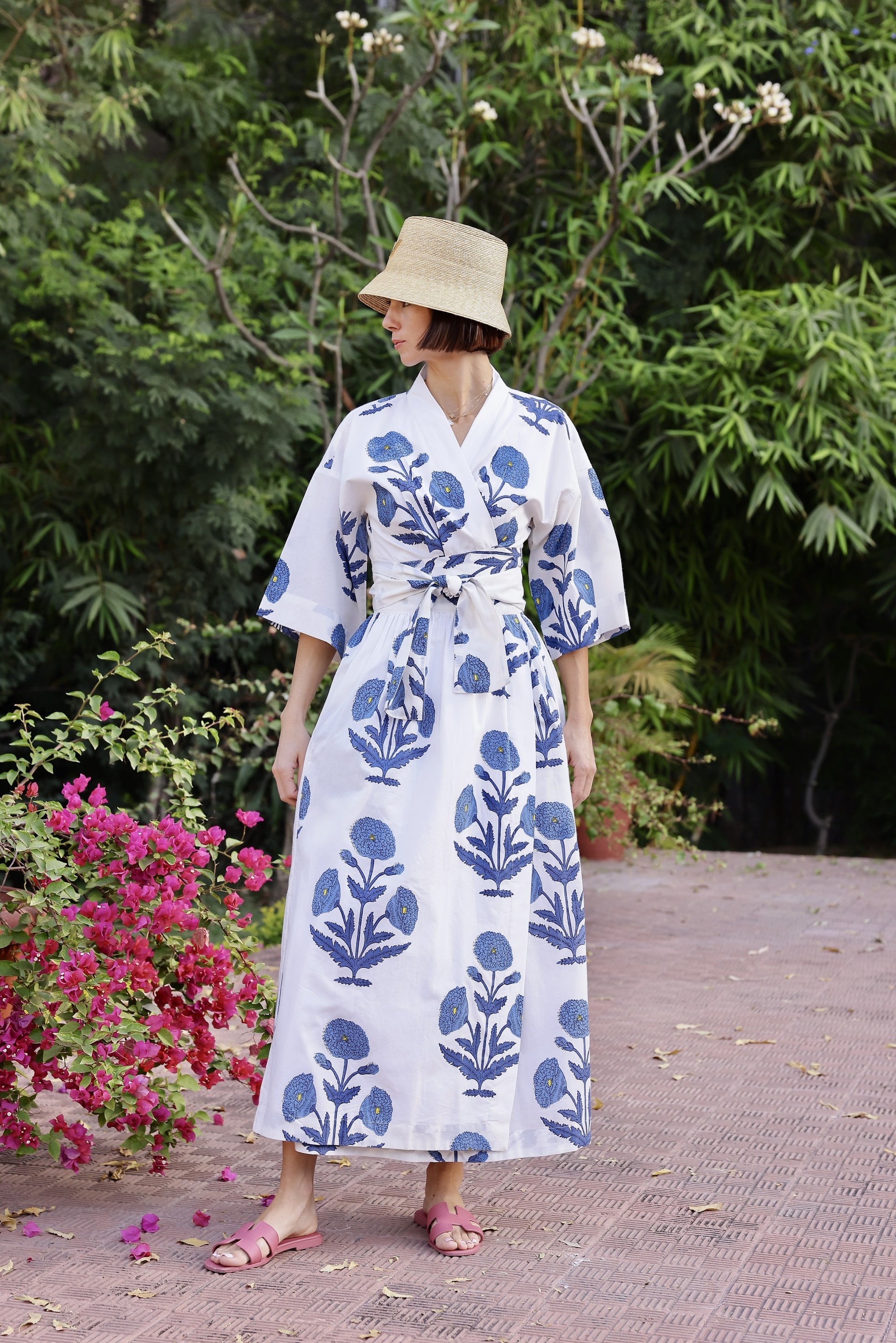 Boho White Cotton Wrap Dress Como Floral Wrap Dress In Green Flower Green  Flower M
